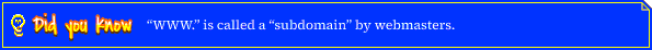 Did you know: 'WWW.' is called a 'subdomain' by webmasters.